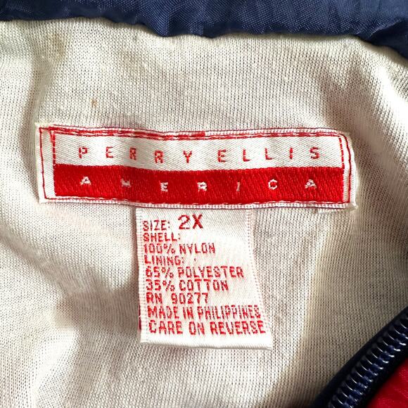 VTG Perry Ellis AMERICA Men's Full Zip Colorblock Windbreaker Jacket Red Blue 2X - Picture 9 of 10
